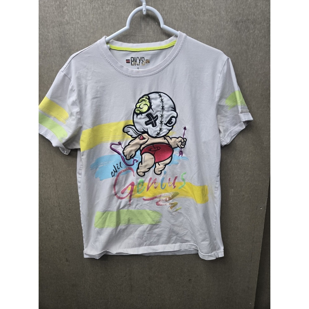 BKYS Evil Genius Graphic T Shirt Small White Cupid Voodoo Character Tee  Small S